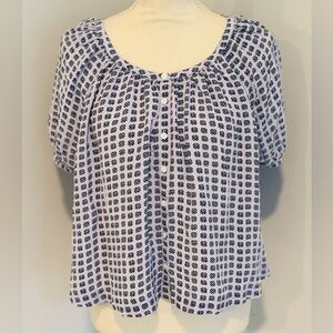 Madewell Periwinkle and Navy Patterned Blouse